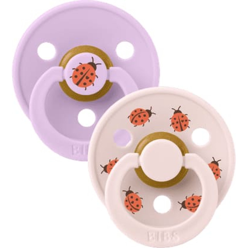 Bibs Studio Collection Colour Round круглые пустышки &ndash; Urban Garden Ladybug Violet Sky Mix 6-18m 2pcs