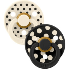Bibs Collection Colour Round &ndash; круглые пустышки Polka Dots Ivory / Black 0-6m 2pcs