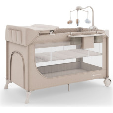 Туристическая кроватка Kinderkraft LEODY UP, бежевая, с аксессуарами