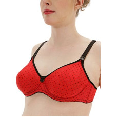 La Bebe ™ Lingerie Cotton Art.73512 Red/Black Бюстгальтер для кормления с отстёгивающейся плотной чашкой и  стабильной поддержкой груди.