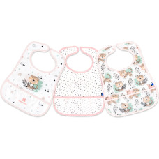 EVA terry bib with crumb catcher 3pcs Savanna Pink