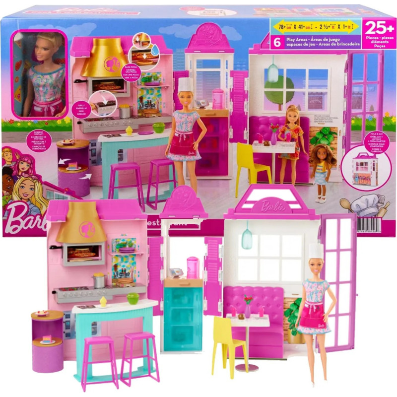 Barbie Restaurant Cook n Grill Playset with Doll HBB91