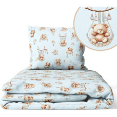 Ankras Cover set - 2 pcs - 120x90, 40x60  - BEAR in BASKET - BLUE or PINK