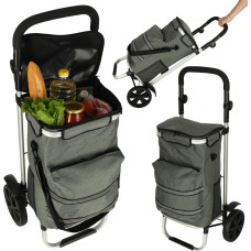 Сумка-тележка для покупок на колёсах с рамой, серая, 100 см