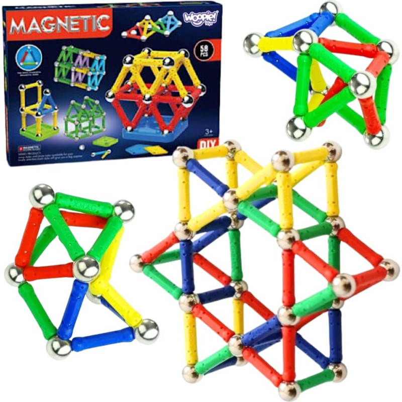 Woopie Klocki Magnetyczne Konstrukcyjne 3D 58 el.