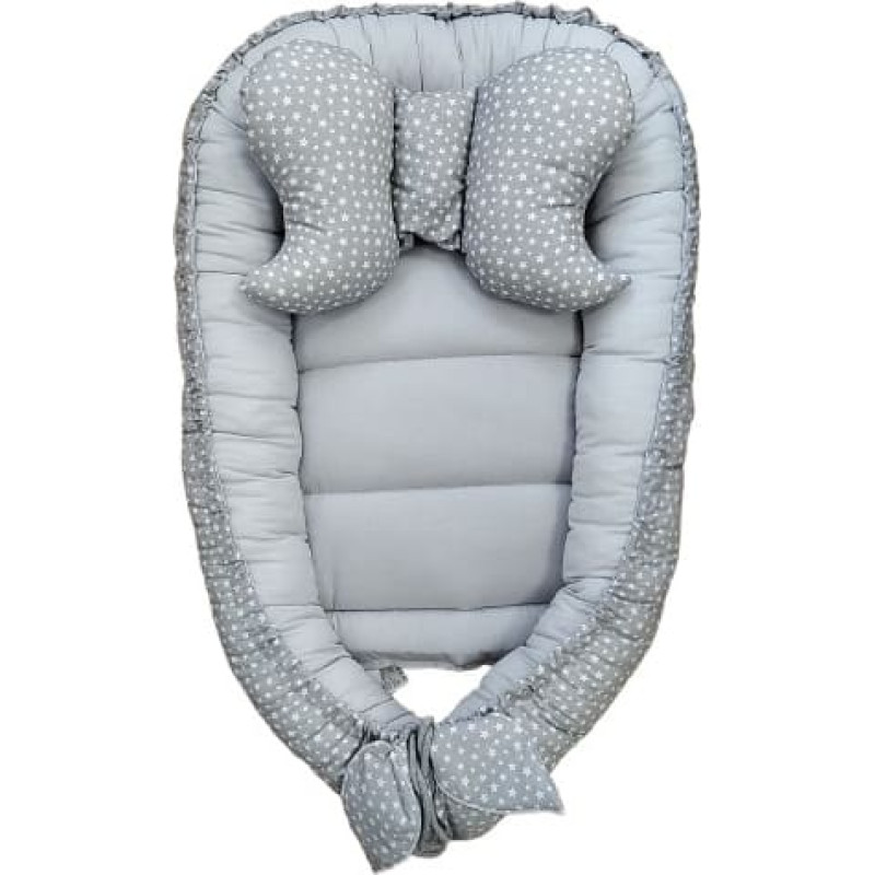 Duet Baby Cocoon - 697 - with pillow - COTTON - grey STARS - GREY