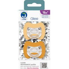 2-pack. Smart pacifiers Glee 16m+ beige-mustard