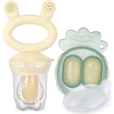 Haakaa Fresh Food Feeder Mini Combo silikona komplekts - fīderis un saldē&scaron;anas forma, Oat/Pea Green