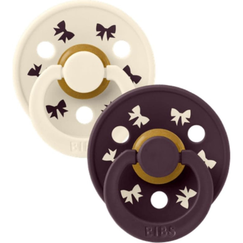 Bibs Holiday &ndash; Colour Round круглые пустышки Ivory / Plum 6-18м 2шт