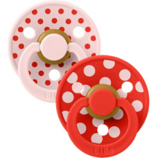 Bibs Collection Colour Round &ndash; круглые пустышки Polka Dots Blossom / Candy Apple 0-6m 2pcs