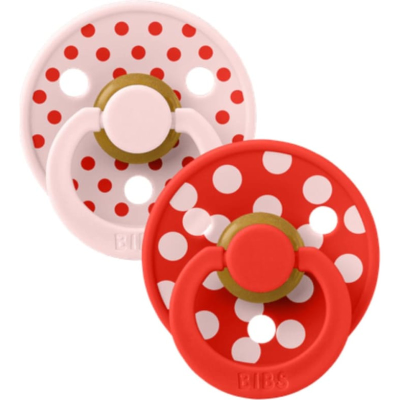 Bibs Collection Colour Round &ndash; круглые пустышки Polka Dots Blossom / Candy Apple 0-6m 2pcs