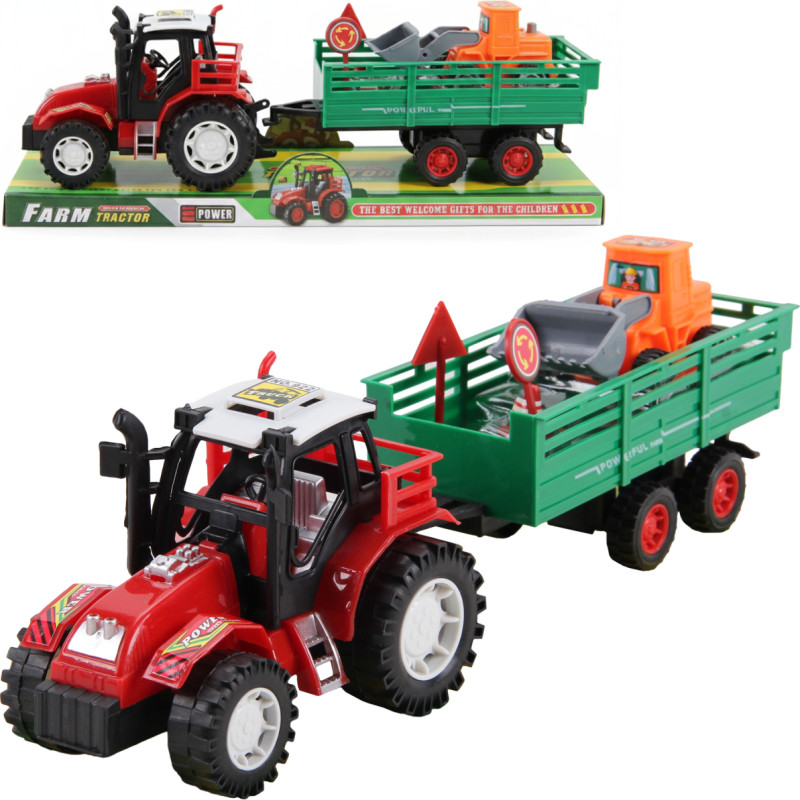 TRAKTOR Z PRZYCZEPĄ I SPYCHACZEM