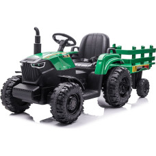 Bērnu elektriskais traktors ar piekabi HATIS, tumši zaļš/pelēks