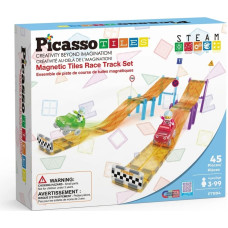Picasso Tiles Magnetic Construction Set Racing Track Set 45 pcs, PTR04