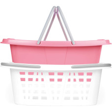 Beldray LA030450PNKFPEU7  Set Of Two Laundry Baskets, White/Pink