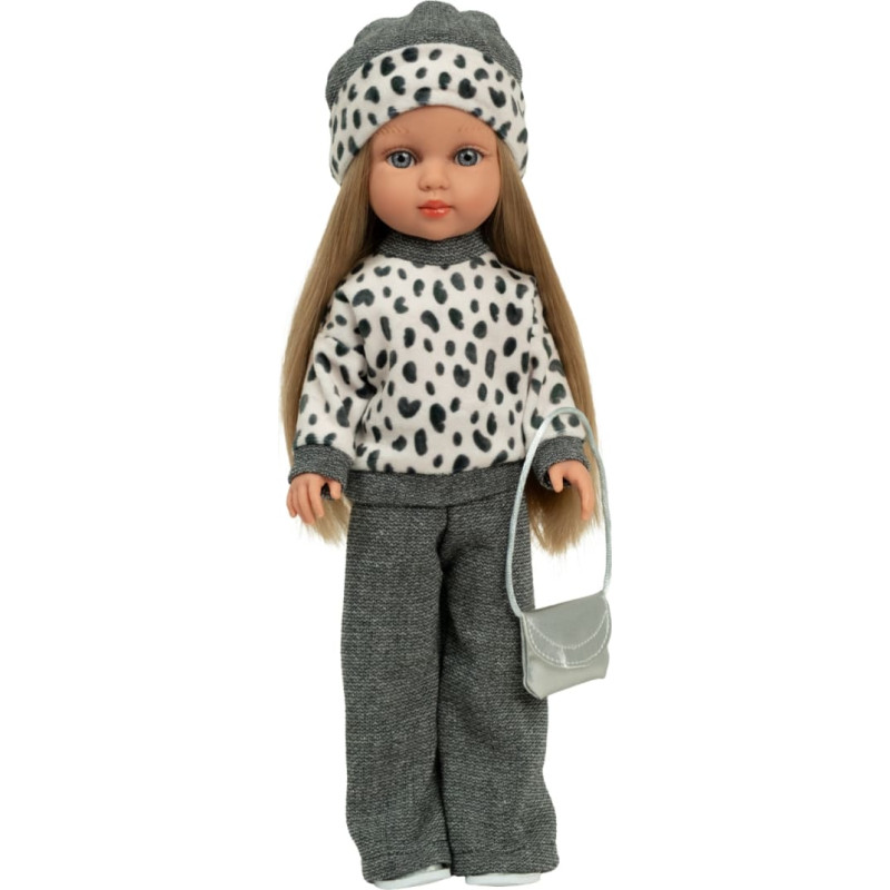 Arias doll Carlota in a gray outfit, 36 cm