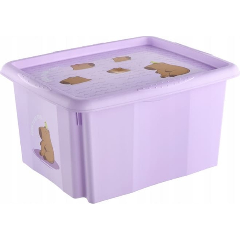 Keeeper Коробка с крышкой, 15 л, &laquo;Капибара&raquo; Каролина, 38x29,5x20,5 см, нежно-фиолетовый цвет.