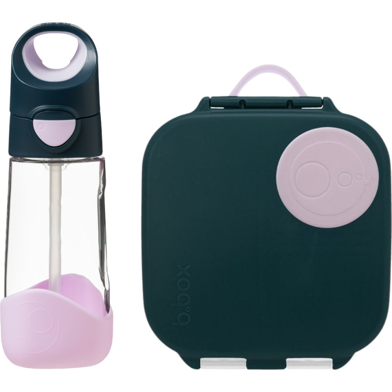 B.box 63211 Zestaw Mini Lunchbox + butelka tritanowa ze słomką 450ml Indigo Rose