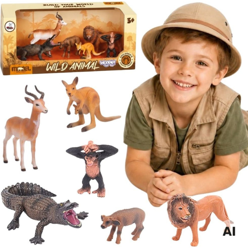 Woopie Safari Wild Animal Figures Set 6 pcs.