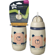 TOMMEE TIPPEE термобутылка с трубочкой INSULATED STRAW 266ml, 12m+, grey, 447824 СКИДКА