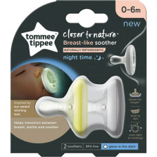 TOMMEE TIPPEE силиконовые пустышки CLOSER TO NATURE, 6-18м., 2 шт., 433485