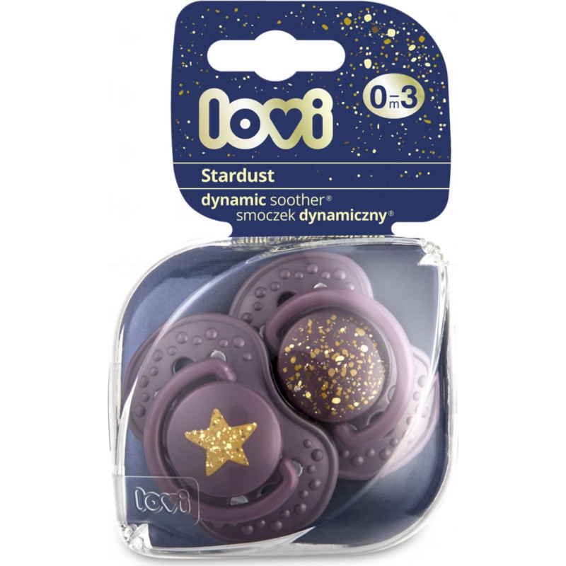 Lovi silicone dynamic soother 0-3 m, 2 pcs, Stardust violet, 22/892_violet