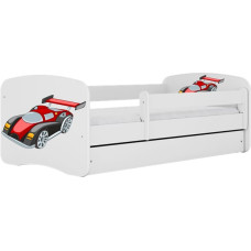 KOCOT KIDS кровать без ящика с матрасом BABYDREAMS white Racing car 140x70cm