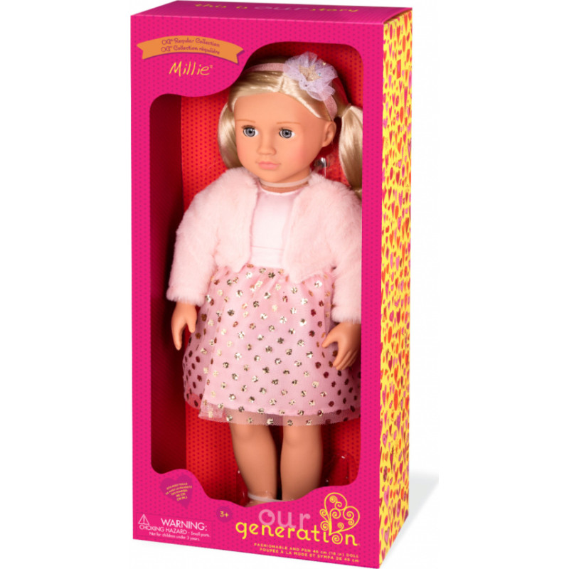 Our Generation doll with pink glitter dress Millie, BD31252Z