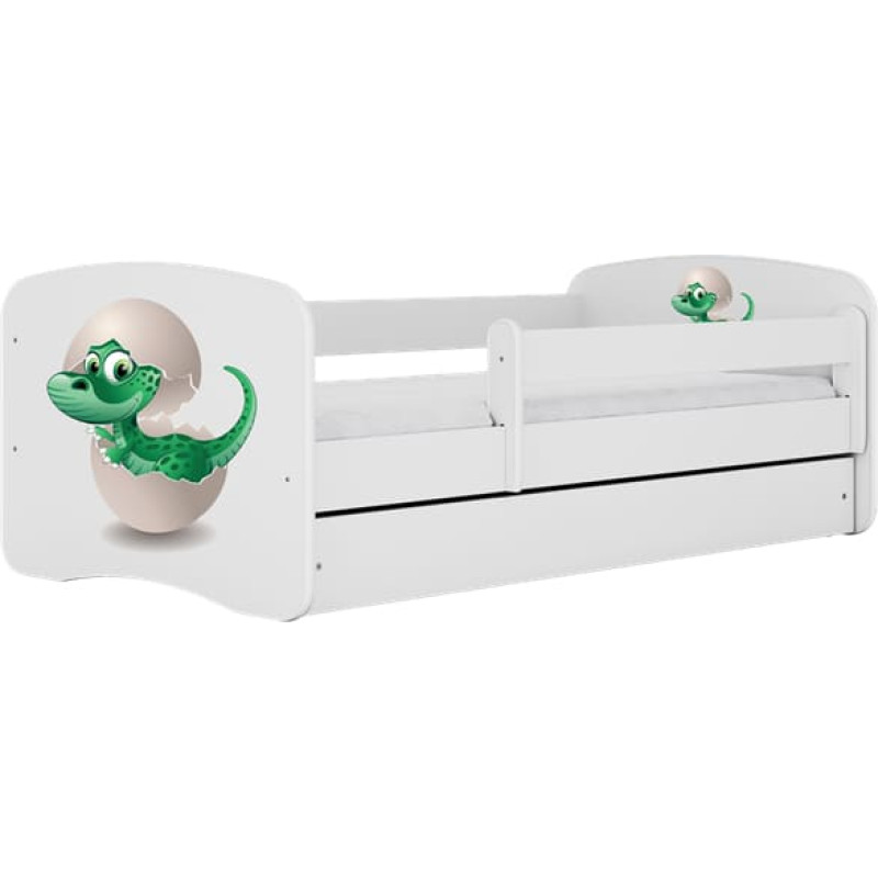 KOCOT KIDS кровать без ящика с матрасом BABYDREAMS white Dino 140x70cm
