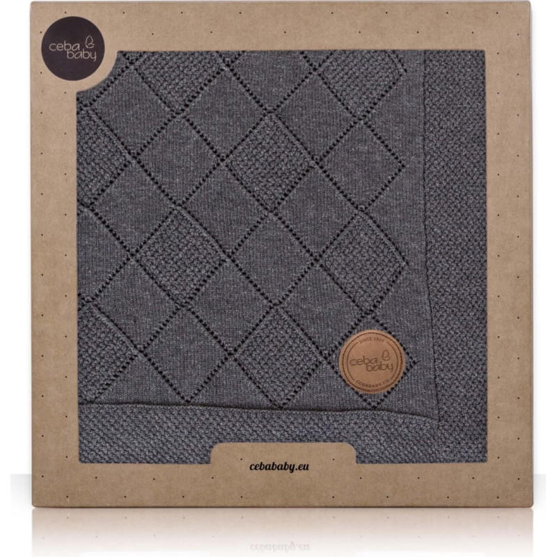 CEBABABY вязаный хлопковый плед в подарочной упаковке 90x90см Rice strich graphite W-812-118-268