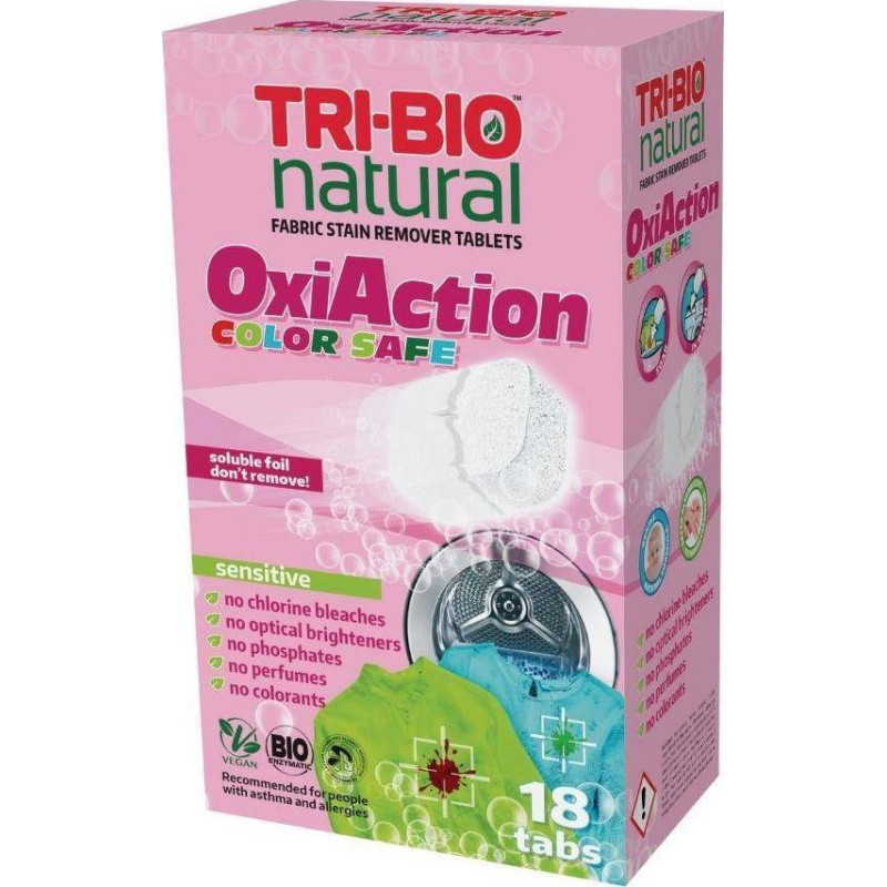 Tri-Bio TABLETES VEĻAS MAZGĀŠANAI OXY-ACTIOON COLOR, 18 TAB - 0138