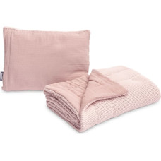 Sensillo Knitted cot set with muslin - pink