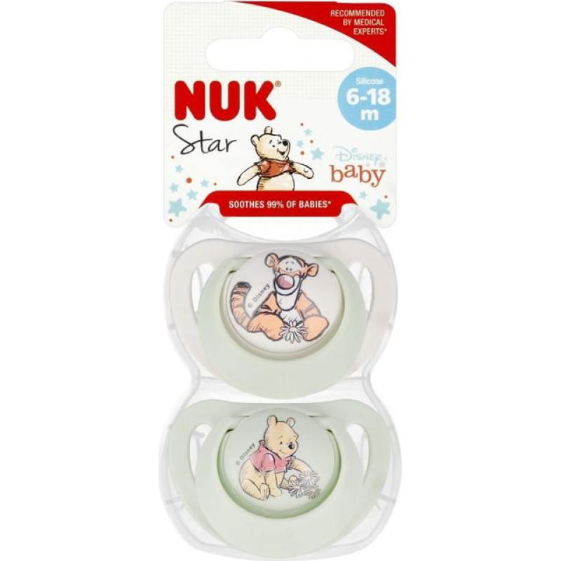 NUK 736922 SILICONE PACIFIER STAR 6-18 2PCS BOX