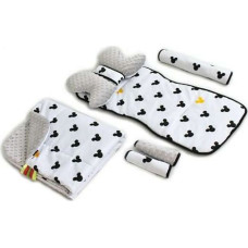 La Bebe ™ Minky+Cotton Stroller Mat Set Art.95230 Black&White Dots Комплект вкладышей  для коляски с пледиком