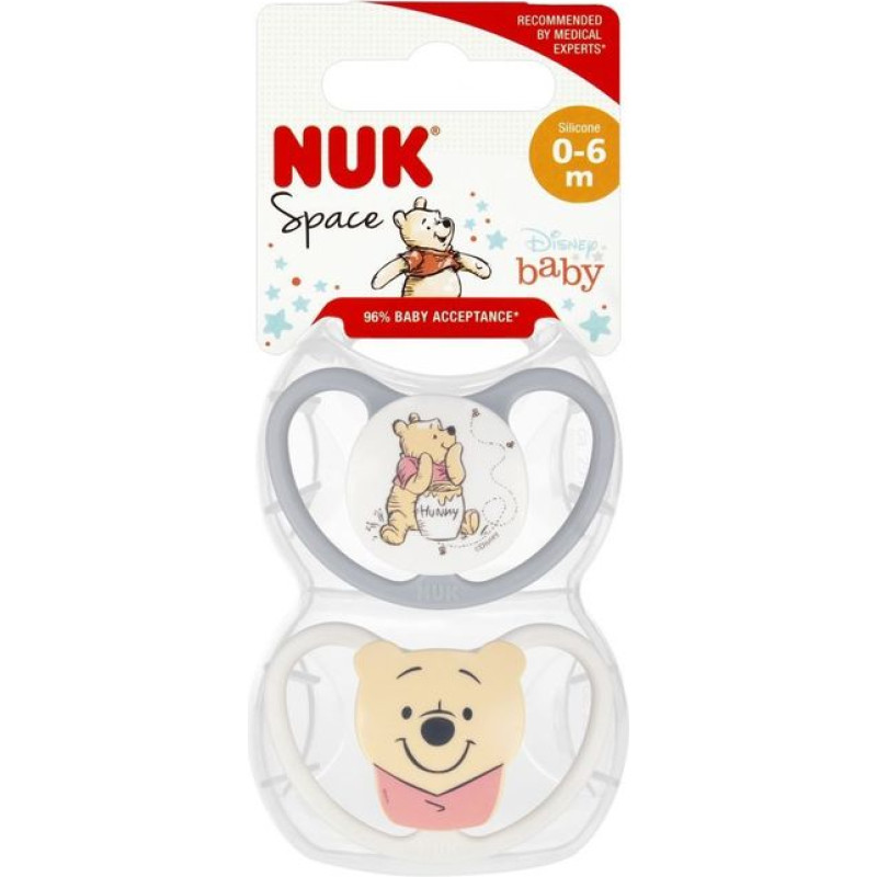 NUK 175249 SILICONE PACIFIER SPACE 0-6 2PCS BOX