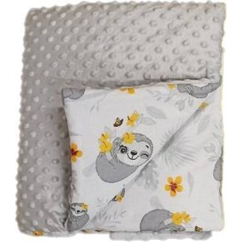 Duet Baby Blanket - 664- with filling - MINKY / COTTON  - size 75x90 - GREY