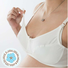 La Bebe ™ Lingerie Basic Bio Cotton Art.16058 White (Milk) Бюстгальтер для кормления с отстёгивающейся мягкой чашкой и стабильной поддержкой груди