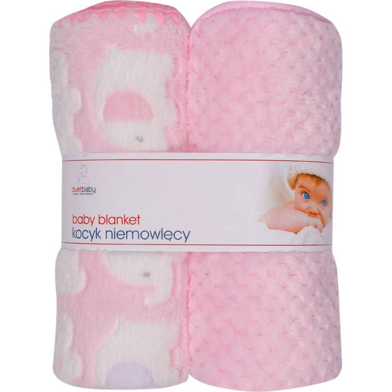 Duet Baby Blanket - 875 - CORAL + PRINT 3D - 2 PACK - size 80x90 - PINK