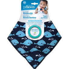 Dr.browns AC126 Bandana Bib w/ Teether, 1-Pack, Whales (Blue with Turquoise Teether)