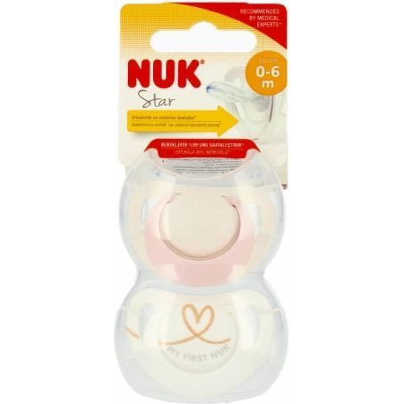 NUK 0284 STAR SILICONE pacifier 0-6 2PCS/BOX 537207, 730713