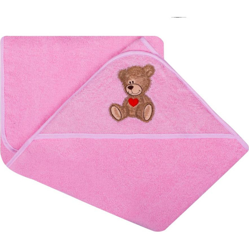 Duet Baby Bathing cover - 217 - TERRY - HAFT -TEDDY BEAR - size 100x100 - PINK