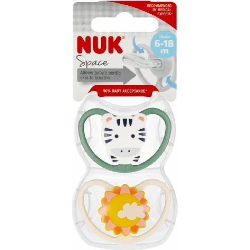 NUK 7438 SM.SIL.SPACE ZEBRA 6-18 2PCS/BOX 541376, 736931