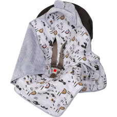 Duet Baby Blanket with hood -  599 - SWADDING TO CAR SEAT - size 80x80 - GREY