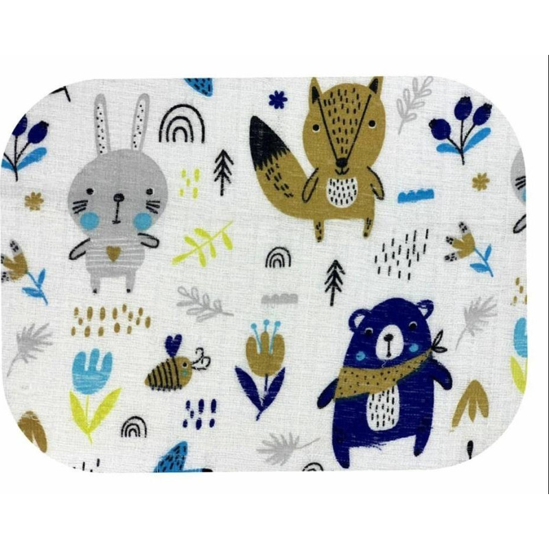 Ega Kids Diaper - 20771- TETRA PRINT - EGA -ZWIERZĘTA LEŚNE  - NAVY BLUE - size 70x80 cm