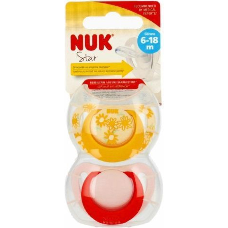 NUK 1469 STAR SILICONE TEAT 6-18 2PCS/BOX 537146