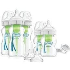 Dr.browns WB09600 Wide-Neck Options+ Newborn Feeding Set (2x150 ml & 3x270 ml bottles, 2x L2 nipples, 2 storage caps, 3 cleaning brushes)