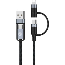 Tellur 4in1 Cable USB/Type-C to Type-C (PD65W)/Lightning (PD20W) 1m Black