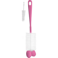 BABYONO Щетка для бутылочек и сосок с губкой 720/02, pink