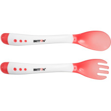 Britton Heat Sensing Feeding Fork & Spoon Art.B1524  Термочувсвительный набор ложечка+вилка