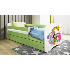 Kocot Kids Кровать babydreams green zoo с ящиком с матрасом 140/70